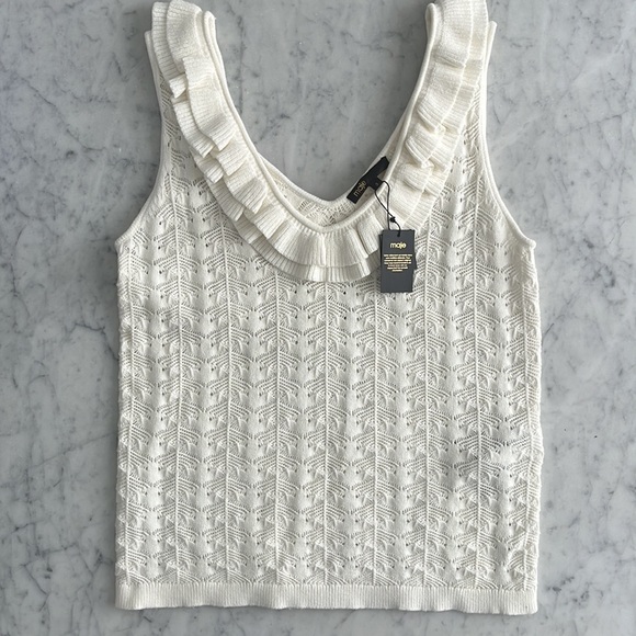 Maje Ruffle Pointelle Knit Tank - Picture 8 of 12